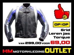 Leren Motorjas Grid Torque Blauw - MEN 52