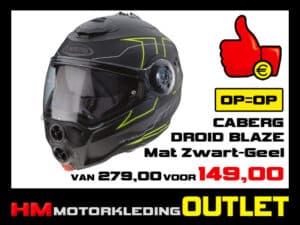Motorhelm Caberg Droid Blaze - Mat Zwart-Geel - S-56
