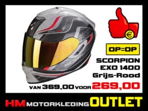 Motorhelm Scorpion EXO 1400 Attune - Grijs-Rood XL