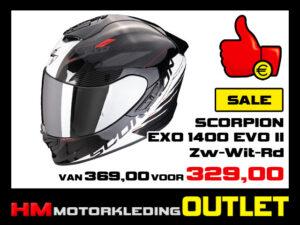 Motorhelm Scorpion EXO 1400 EVO AIR II Luma - Zwart-Wit-Rood