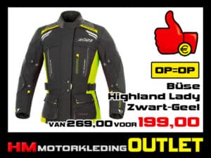 Textiel motorjas Buse Highland All-Season - Zwart-Geel - Dames