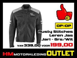 Leren Motorjas Rusty Stitches Jari Grijs-Wit - MEN