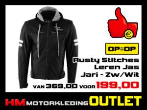 Leren Motorjas Rusty Stitches Jari Zwart-Wit - MEN