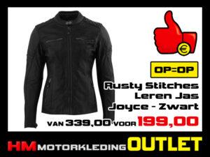 Leren Motorjas Rusty Stitches Joyce Zwart - Dames