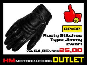 Motorhandschoen Rusty Stitches Jimmy - Zwart