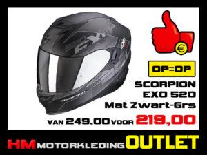 Motorhelm Scorpion EXO 520 Cover - Mat Zwart-Grijs