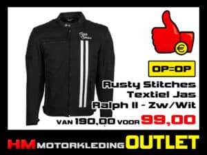 Textiel Motorjas Rusty Stitches Ralph V2 - Zwart-Wit - MEN