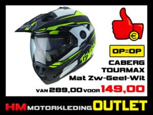 Motorhelm Caberg Tourmax - Mat Zwart-Wit-Geel - S 56