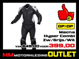 Leren motorpak Macna Hyper Combi Zwart-Grijs-Wit - MEN